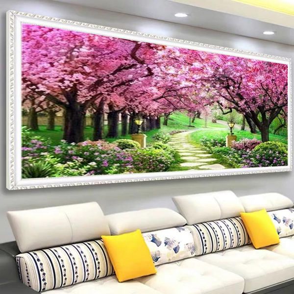 Stitch Full 5d Diamond Malerei Kit Gartenweg DIY Diamant Stickerei Landschaft Kreuzstich Wandkunst Gemälde Wohnzimmer Wohnzimmerdekoration