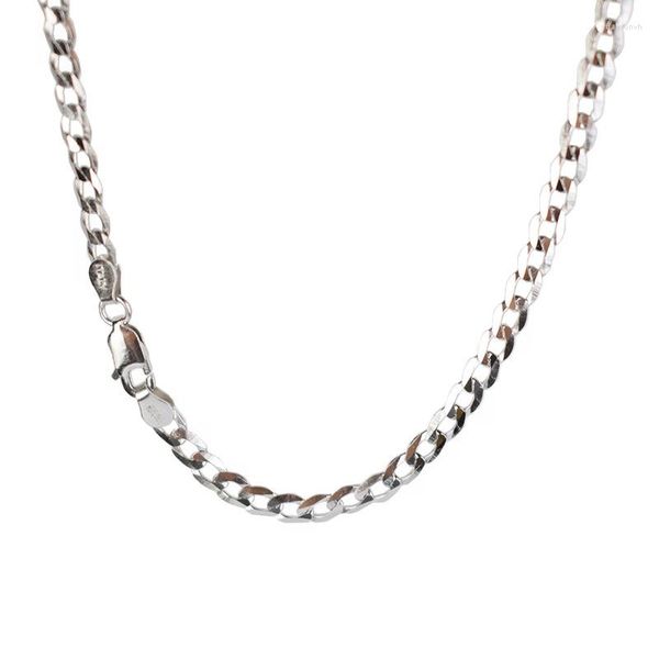 Цепи толстые чистые 925 гексахэдрических кубинских связей ожерелье 3 мм мужчины женщины хип -хоп куба Сплошное серебряное ювелирный аксессуар на день рождения подарок