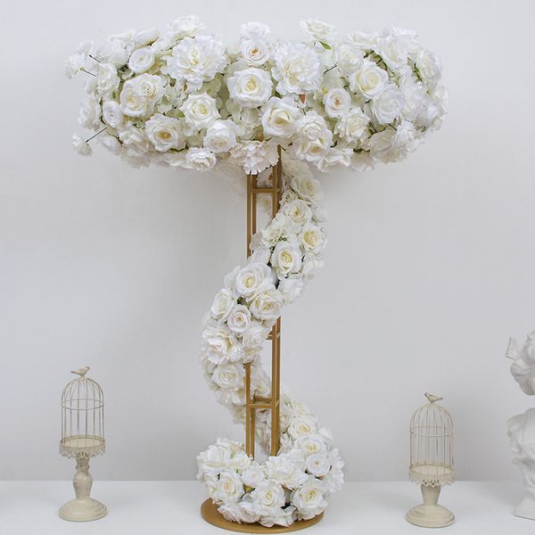 Centros de Mesa de Casamento de Luxo Decoração de Flores Artificiais Roda Gigante Suporte de Guirlanda de Metal para Eventos de Festa Faça Você Mesmo