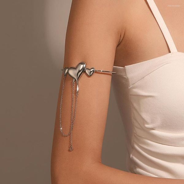 Bangle Fashion Heart Tassel Charms Upper Arm Chain Bracelets For Women Armlet Opening Punk Hiphop Body Jewelry
