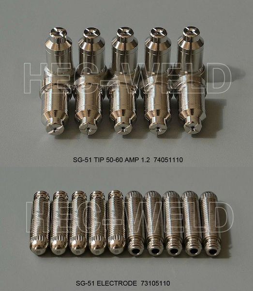 Mondstukken 20 Stück SG51-Verbrauchsmaterialien (10 TPS + 10 Elektroden) für 60-A-Wechselrichter, DC-Luft-Plasmaschneider, Zubehör für SG51-Schneidbrenner/Pistole