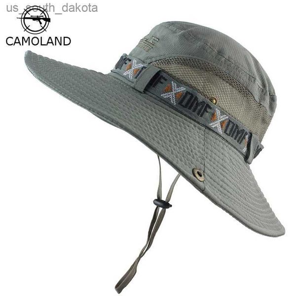 UPF 50+ Cappello da pescatore Estate Uomo Donna Boonie Cappello Protezione UV esterna Tesa larga Esercito militare Escursionismo Pesca Tattico Cappello da sole Cap L230523