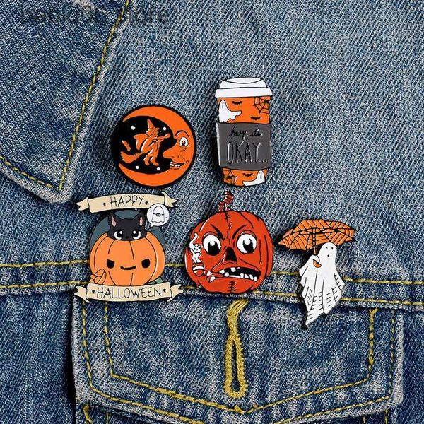 Pins Brooches Jewelry Creativity Creativity Halloween Series Brooch Pumpkin Head Ghost Witch Moon Cat Brooch T230605