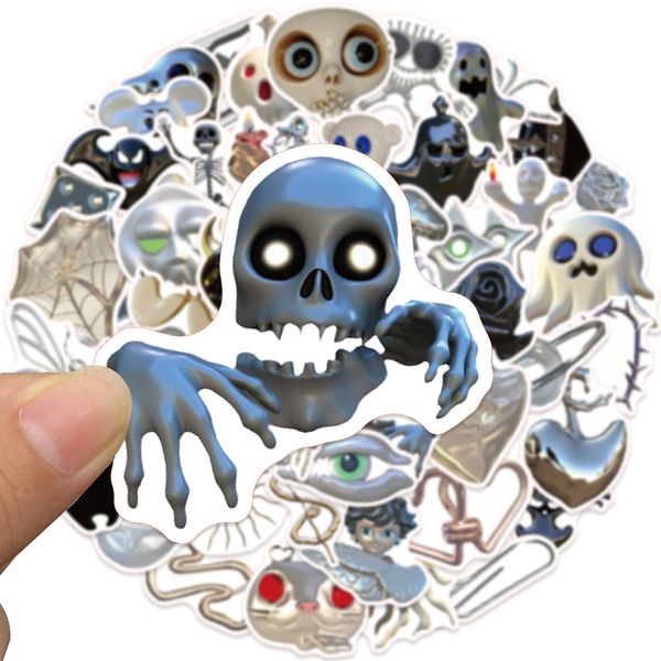 50PCS 3D Halloween Doodle Aufkleber Gitarre Dekor für Auto Laptop Kühlschrank Helm Ipad Fahrrad Telefon Motorrad PS4 Buch PVC Skateboard DIY Aufkleber