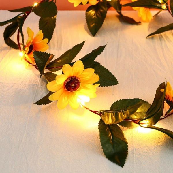 Cordas LED Street Guirlanda Bola Rattan Corda Luz Fada 2,2m 30LED Girassol Vinha Decoração de Casamento Festa de Casamento