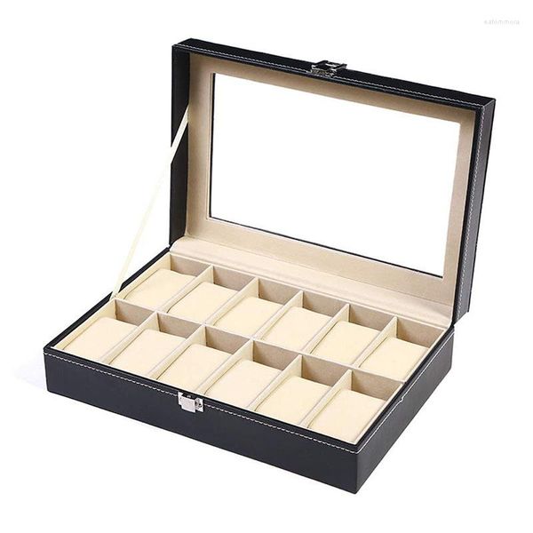 Astucci per gioielli Custodia per orologi 12 Slot Box Organizer in pelle PU per uomini e donne