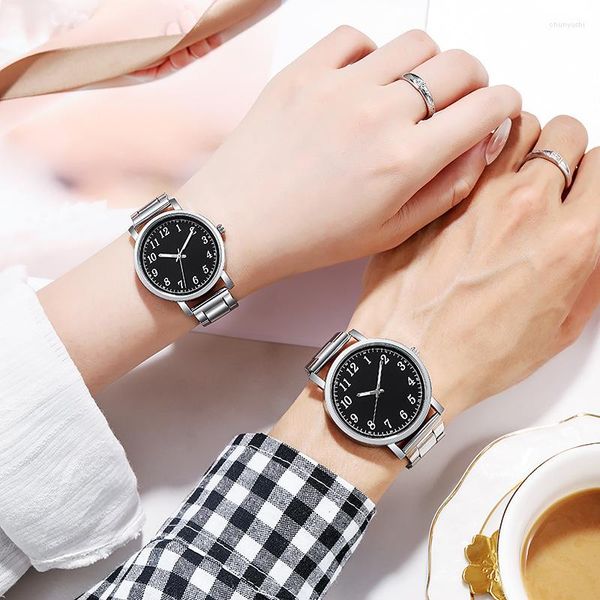 Relógios de pulso famosos para casais relógios de quartzo casuais para amantes de aço inoxidável para presente Relogio feminino relógio de pulso masculino