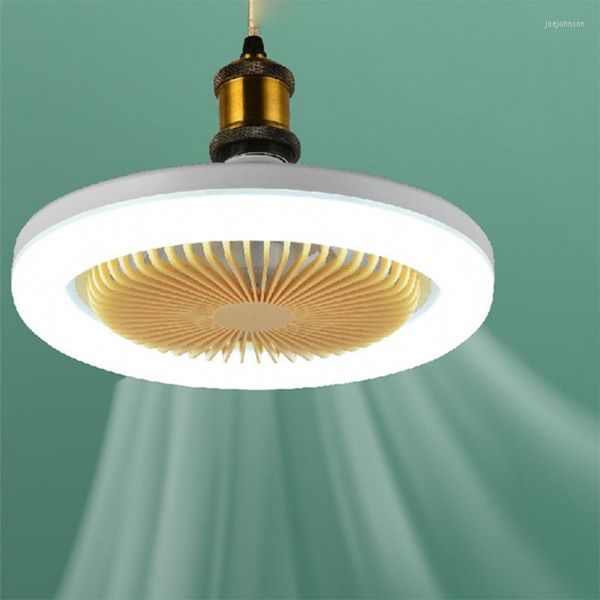 Lampade a sospensione 30W Ventilatore a soffitto E27 con luce a led e telecomando Rotazione a 360 ° Raffreddamento lampada elettrica Lampadario per camera Home Decor