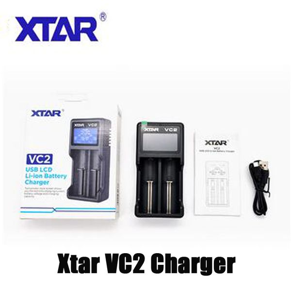 NOVA Versão Autêntica XTAR VC2 Inteligente Universal Smart Battery Charger Lithium Batteries Dual 2 Slots USB Quick Charging For Li-ion Ni-MH 18650 21700 20700 VC2SL