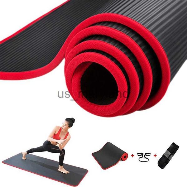 Yoga Mats Jusenda 10mm Mat 183x61cm NBR Fitness Spor Sporları Pilates Peds Halı Kenar Kaplı Torba Dayanıklı Mat Torba Kayışı J230506
