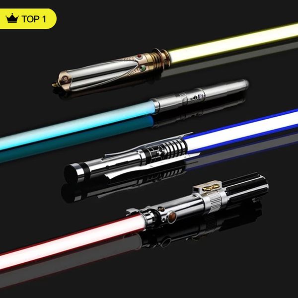 LED Light Sticks RGB Metal Laser Lightsaber Cosplay Saber Sword Saber De Luz Kpop Lightstick Espada Rave Weapon Toys 5 Set Sound 12 Color 230605