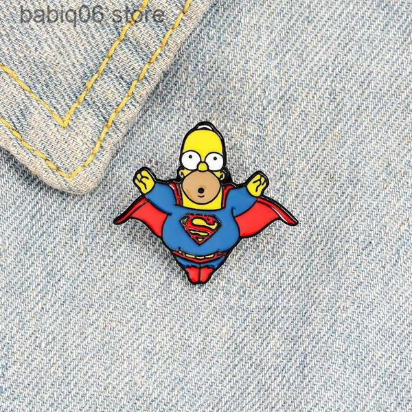 Alfinetes Broches Criativos Supermen Liga de Esmalte Broche Personalizado Logotipo do Super-Homem Broche de Pinta Assada Pin Crachá T230605