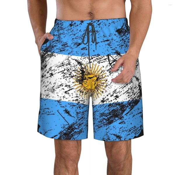 Pantaloncini da uomo 2023 poliestere Argentina stampa 3D da uomo spiaggia vintage bandiera del paese streetwear tasca pantaloni estivi da corsa