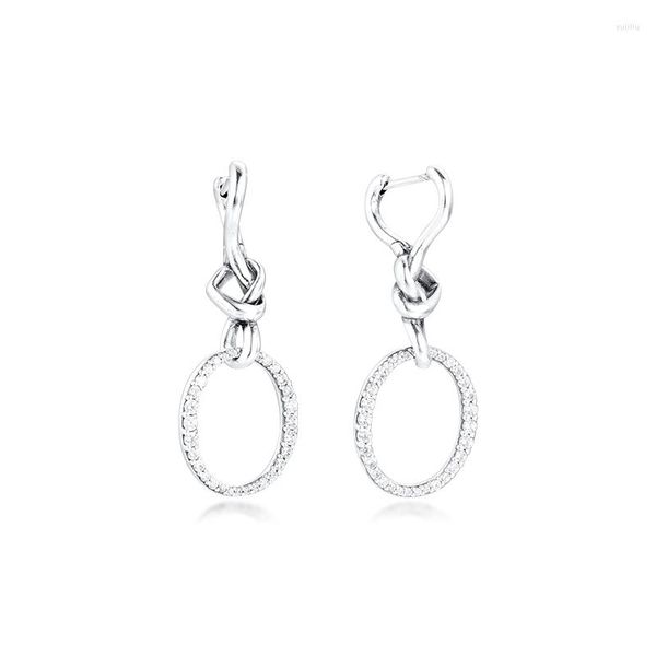 Orecchini a bottone 2023 Annodato a forma di cuore per le donne 925 Sterling Silver Love Earring Brincos Fine Jewelry