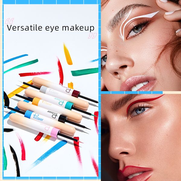 Farb-Eyeliner-Flüssigkeitsstift, wasserfest, schnell trocknend, extrem fein, 12-Farben-Eyeliner-Stift