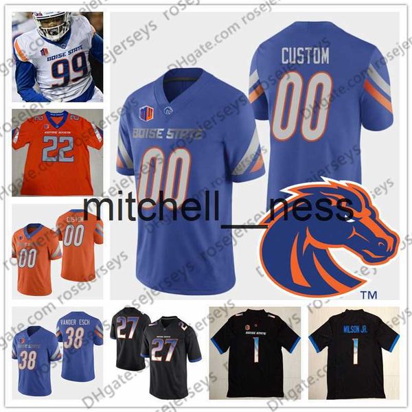 Mit8 Custom Boise State Broncos 2019 NCAA Football Qualsiasi nome Numero Bianco Arancione Nero Blu 10 Chase Cord 19 Hank Bachmeier Vander Esch Jersey