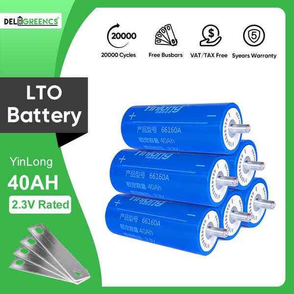YinLong LTO-Batterie 40 Ah, 12 Stück, Lithium-Titanat-Zellen, DIY, 12 V, 48 V, Original für E-Bike, Autos, Busse, Eisenbahnwaggons, Auto-Audio
