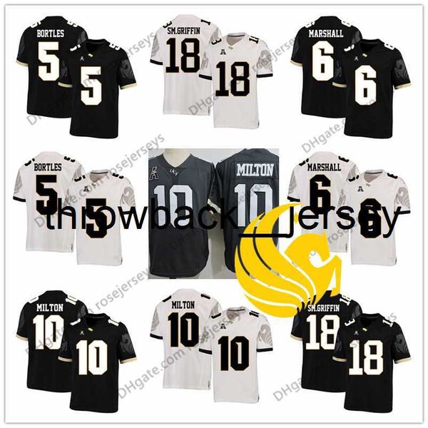 thr NCAA UCF Knights #18 Shaquem Griffin 11 Breshad Perriman 6 Brandon Marshall 5 Blake Bortles 88 Akins Black White Retired Football Jersey