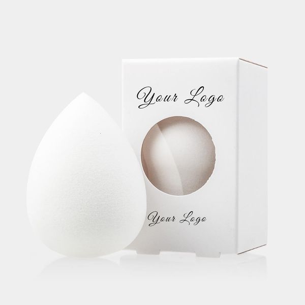 Schwämme Applikatoren Baumwolle Private Label Verpackung Beauty White Sponge Blender Großhandel Nicht Latex Individuell bedrucktes Make-up mit Papierbox 230605