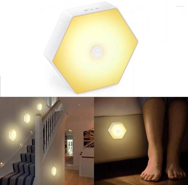 Luci notturne Luce a LED senza fili Lampada con sensore a infrarossi intelligente alimentata a batteria Illuminazione decorativa per la camera da letto dei bambini