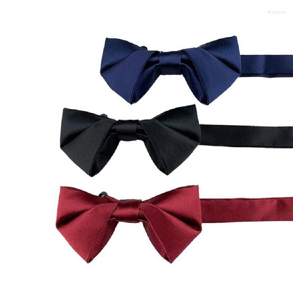 Papillon Bowknot Cravatta da matrimonio da uomo Sposo Gentiluomo Papillon Vino Rosso Nero Di tendenza Farfalla Per donna Abito Da sera