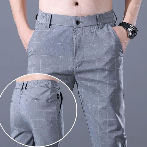 Erkekler pantolonlar 2023 harajuku moda yaz nefes alabilen lüks lüks şık gündelik adam, erkekler için rahat buz ipek