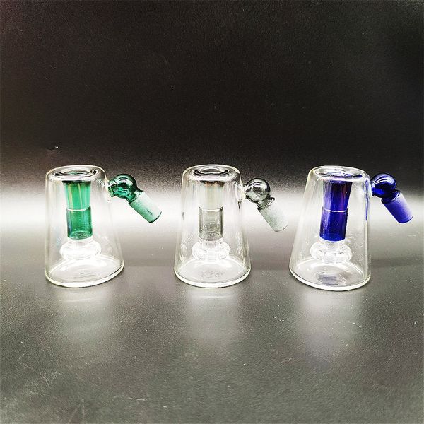 45 Grad blauer Fliegenschalen-Aschenfänger für Glasbong-Rauchrohr-Kopfstück 14 mm Bubbler Tornado Dab Rig Rauchzubehör