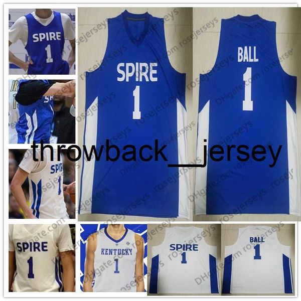 thr Spire Institute # 1 LaMelo Ball High School Basketball senza nome Jersey White Royal Blue Kentucky Wildcats Uomo Youth Women Kids Stitched S-4XL