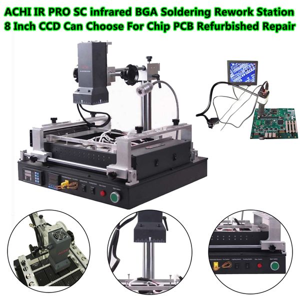 Estação de retrabalho bga 2800w achi ir pro sc máquina de solda infravermelha para placa-mãe chip pcb remodelado ferramenta de reparo ccd opcional