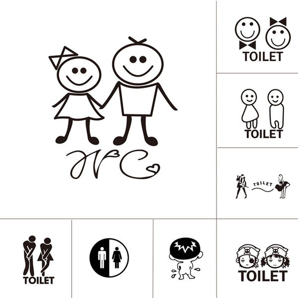 10 стиль WC Wall Sticker для туалетной двери водонепроницаемы