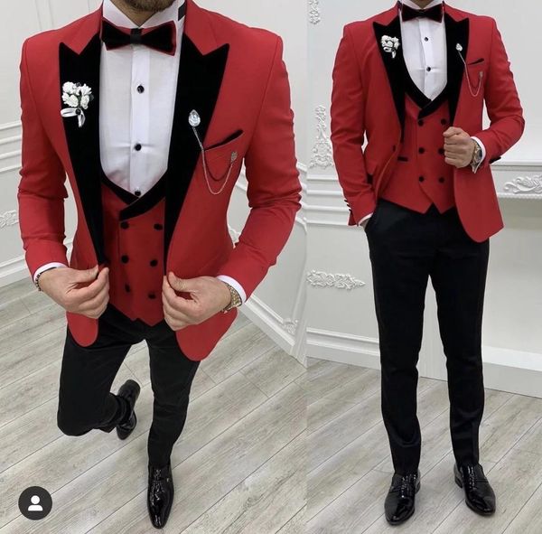 Suits Veiai Yeni Gri Kostüm İnce Fit Erkekler Suitler Black Pant Slim Fit Damat Smokin Resmi Düğün Takım Kıyafet Ceket Pantolon Yelek 3 Parça Bl