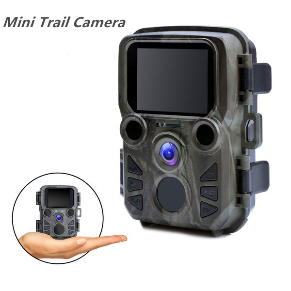 Telecamere da caccia Mini Trail Game Camera Visione notturna 1080P 12MP Trappole Wild Po all'aperto impermeabili con LED IR Portata fino a 65 piedi 230603