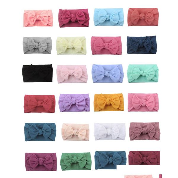 Acessórios para o cabelo Baby Girl Turbante Headband Soft Nylon Headwraps Bow Knot Tiaras Faixas Elásticas Crianças Meninas Fashion Drop Dhq7T