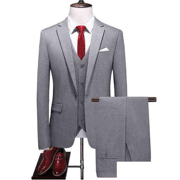 Erkekler Suits Blazers 17 Renk Highend Özel Takım Üçlü Erkekler İnce Tuxedo Düğün Balo Elbise Plus Boyut 6xl J220906 Damla Dhcgu