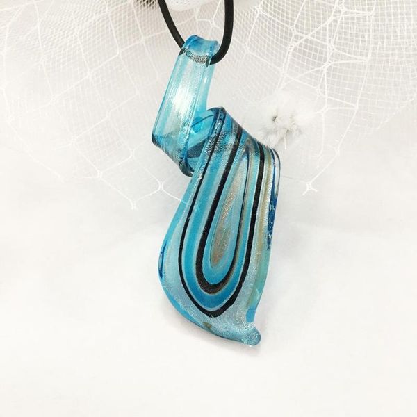 Halskette-Ohrringe-Set, 1 Stück, blau, gedreht, Lampwork-Glas, Murano-Anhänger, chinesischer Stil, Party, liebt Geschenk, Wirbelwind-Muster, Schmuck für Frauen