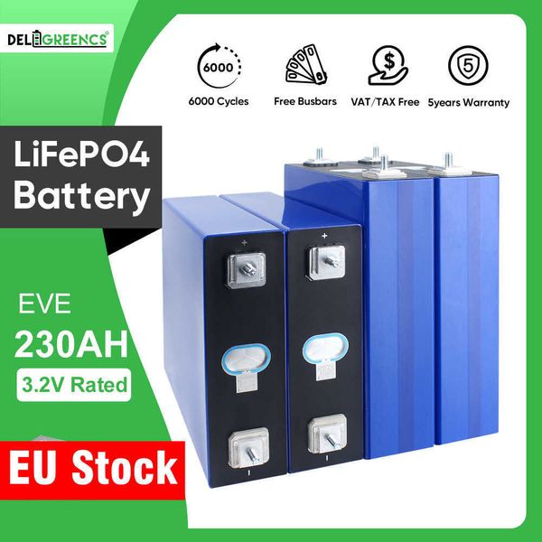 Deligreencs LiFePO4 230AH 12V Batteria al litio 3.2V 3.65V Prismatico fosfato LiPO 24V 48V LFP Pack per solare ricaricabile