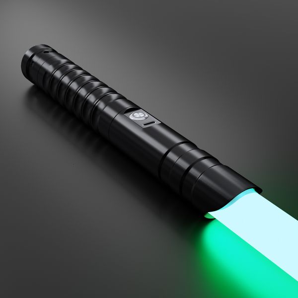 LED Light Sticks WANARICO RGB Smooth Swing Lightsaber Manico in metallo Heavy Dueling 15 Colori Change Force 12 Sounds Blaster Laser Sword Toys 230605