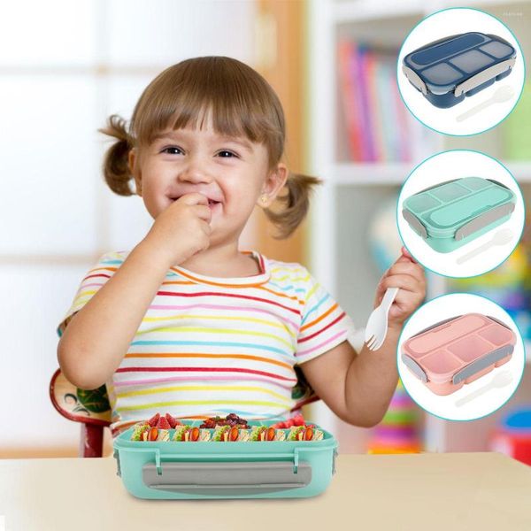 Set di stoviglie Lunch Box 1300ML 4 scomparti BPA Free Bento Sealed Pasto a prova di perdite Microonde Congelatore Lavabile in lavastoviglie Portatile