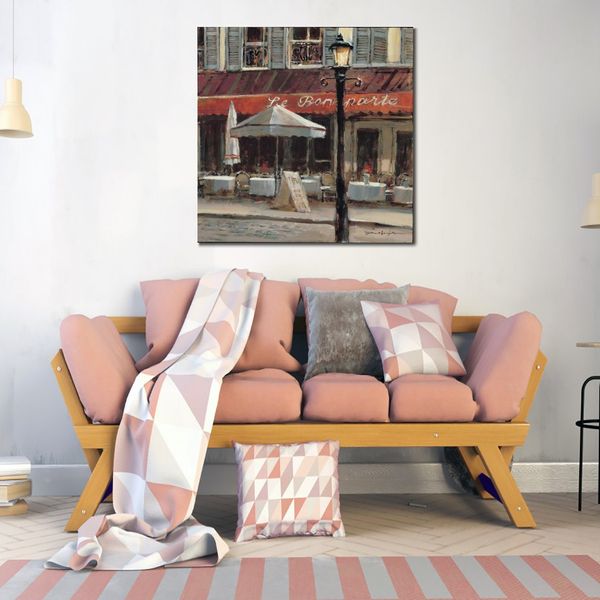 Modern Canvas Art Quartiere latino Brent Heighton Pittura a olio figurativa fatta a mano Decorazione da parete contemporanea per soggiorno