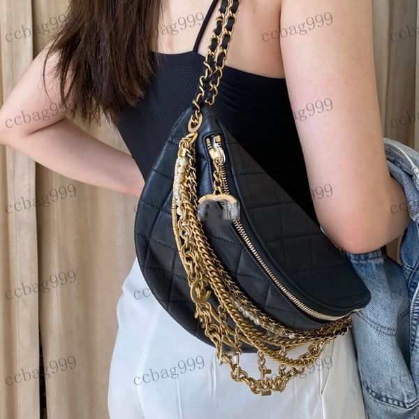Designer feminino bolsa de peito bolsa de ombro bolsa de campainha bolsas de crossbody saco de pestil hardware fivelas de metal de grande capacidade Bolsas de chave de caixa de maquiagem 31x16cm