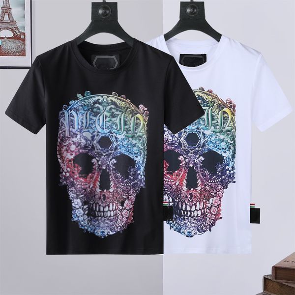Sommer-Herren-Freizeit-T-Shirt mit buntem Totenkopf-Aufdruck, Hip-Hop-Stil, Rundhalsausschnitt, bequeme, atmungsaktive Oberteile