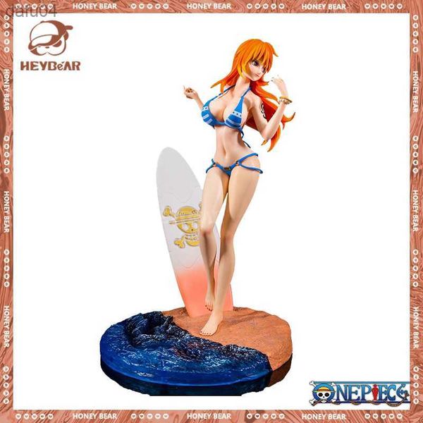 One Piece Nami Anime Figure Costume da bagno Action Figures Sexy Beach Surf Bikini Girl Statua Figurine 30cm Pvc Model Collect L230522