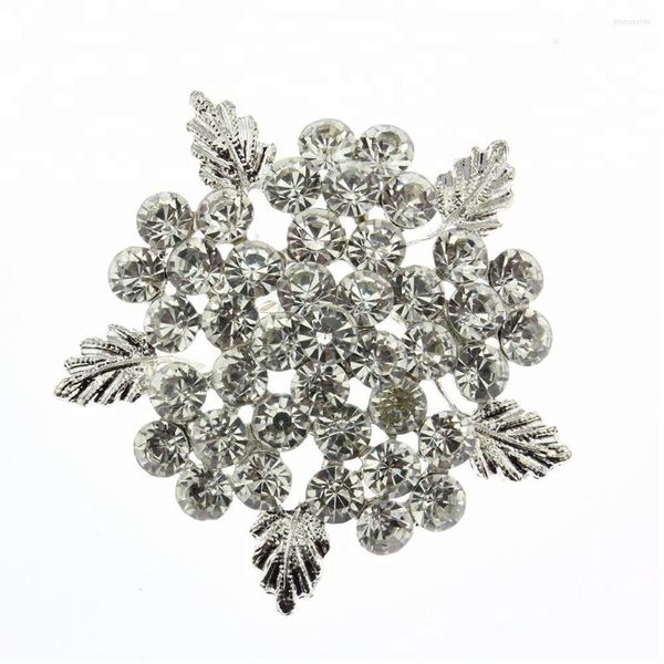 Broschen Großhandel Luxus Braut Klar Kristall Mode Strass Blume Pin Party Dekoration Brosche Für Hochzeit