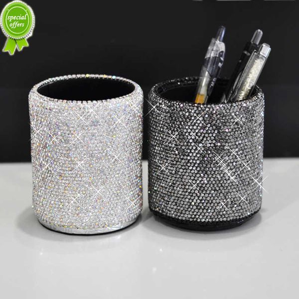 Nova caixa de armazenamento de maquiagem de luxo com strass, tubo com brilho, diamante, cristal, pincéis cosméticos, organizador, ferramentas de maquiagem, caixas, caneta, recipientes