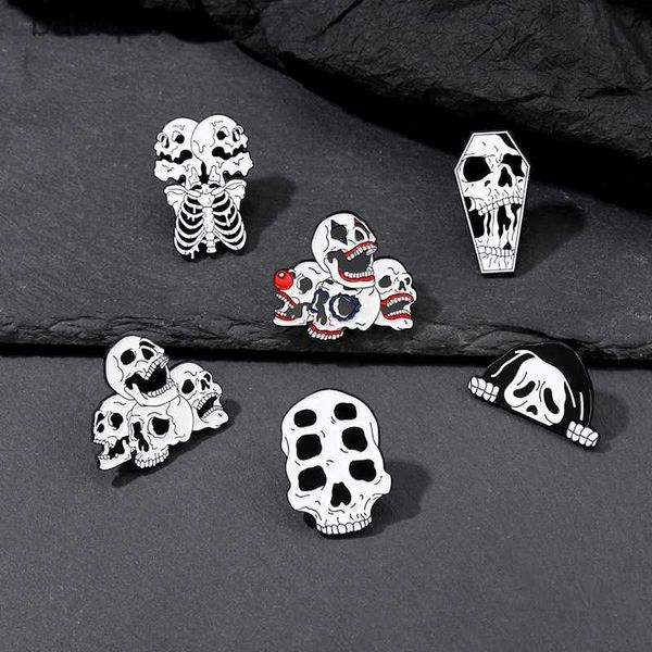 Alfinetes Broches Halloween criativo horror caveira punk broche de liga comemorativa roupas decoração pintura distintivo de metal T230605