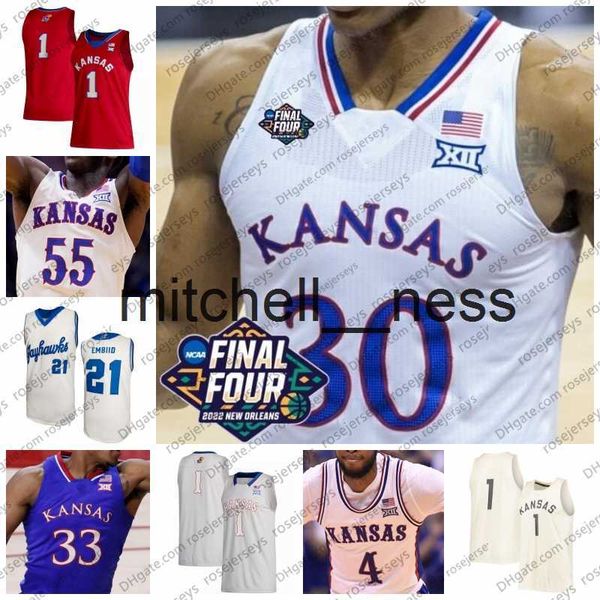 Mit8 Custom Kansas Jayhawks Basketballtrikot Gradey Dick Jalen Wilson Kevin McCullar KJ Adams Dajuan Harris Joseph Yesufu Männer Frauen Jugend Kind Final Four Trikots S4X