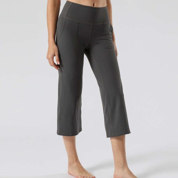 Pantaloni a zampa di yoga Pantaloni corti a gamba larga Leggings a vita alta Allenamento Pantaloni a 7 punti Palestra Elastici traspiranti Vita alta Leggings quotidiani Pantaloni senza peso per la danza