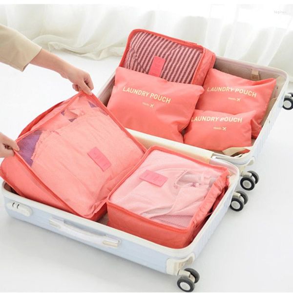 Sacos de armazenamento dobráveis 6 pçs Saco de viagem à prova d'água Organizador de roupas Bagagem Colcha Cobertor Mala Bolsa Cubo de embalagem