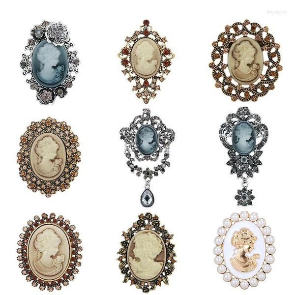 Брошязы с вареньем Crystal Vintage Beauty Head for Women Brooch Pins Fashion Jewelr
