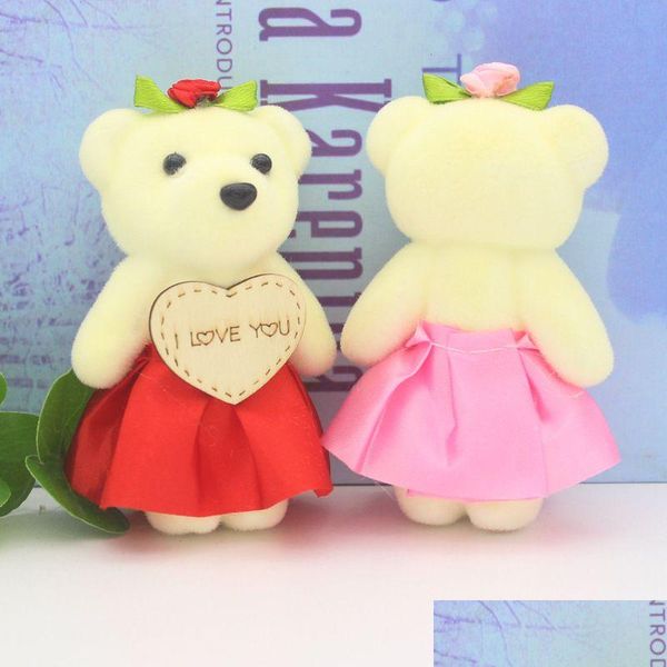 Animais de pelúcia de pelúcia amor marca brinquedo urso boneca desenho animado buquê flor casamento pequeno presente pingente 11 cm 2124 t2 drop delivery brinquedo dhgfz